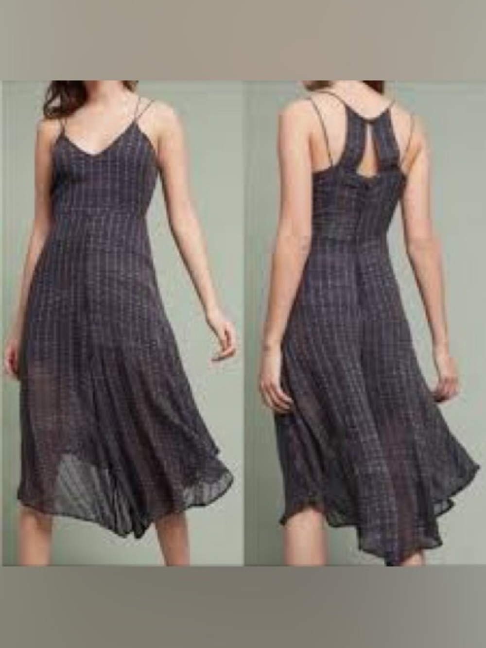 NWT Anthropologie HD in Paris Harbor Crop Wide Leg Jumpsuit Cupro Navy 14 #0136